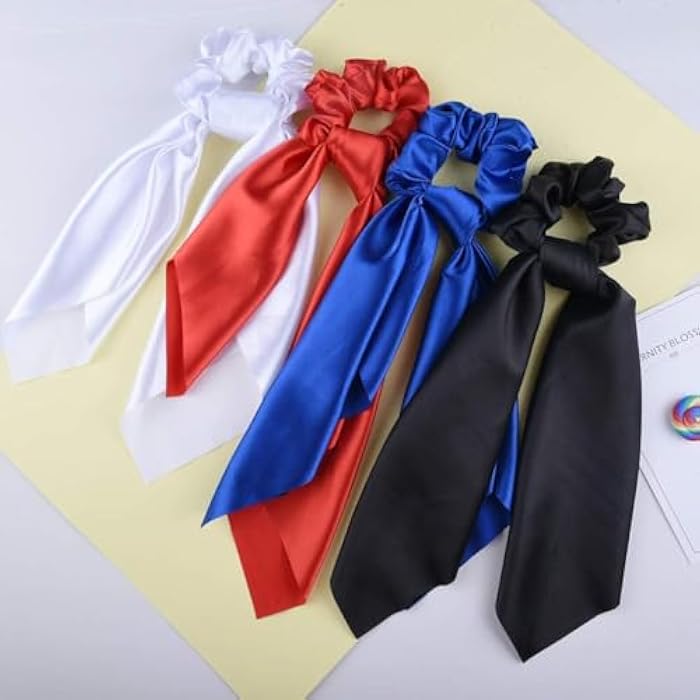 1Pcs Hair Scrunchies Satin Silk Hair Scarf Band Ponytail Holder Elastics Scrunchy Ties Solid Soft Ropes for Women Girls (Multicolor) - Image 4